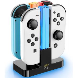 Switch Controller Charger for Nintendo Switch and OLED,Joycon Charger with LED Indication,Charging Station Holder with Type-C Charging Cable - Neuf