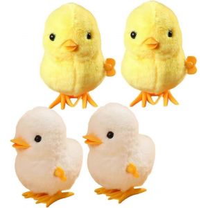4 Pi&egrave;ces En Peluche Poulet Sauteur Jouets &Agrave; Remonter Jouets De Poulet Jouets &Agrave; Remonter Lapin Marche Poussin B&eacute;b&eacute; Jouet Lapin Jouet Pour B&eacute;b&eacute; Lapin B&eacute;b&eacute; Jouet Mini Animaux Jouets Jouet Anima-Couleurs Assorties - Neuf