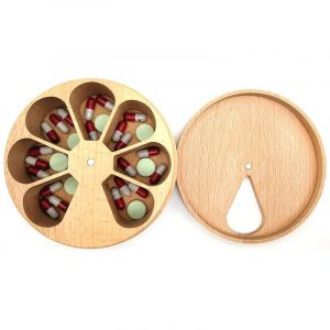 Pilulier en bois, pilulier personnalisé 7 jours, organiseur en bois naturel - Neuf