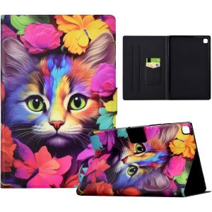 Tianyi-Coque Pour Samsung Galaxy Tab A 10.1 2019 (Sm-T510/T515) Tablette Housse De Protection,Cuir Pu Étui Cover Case Pour Samsung Galaxy Tab A 10.1 2019,Roses Et Chats - Neuf