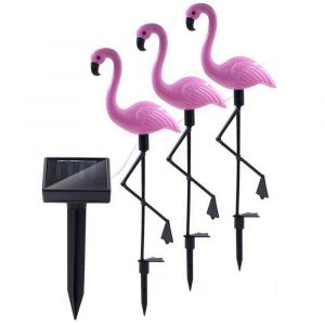 Ensemble De 3 Lampes Solaires D'ext&eacute;rieur &Eacute;tanches Flamingo - Neuf