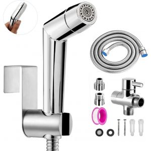 ChenQuanSarl-Douchette Toilette, Douchette Wc Kit Complet,Pulvérisateur Pour L'Hygiène Personnelle Quotidienne, Pomme De Douche Toilette Avec Tuyau, Avec Adaptateurs G1/2"" Et G3/8 - Neuf