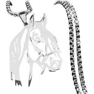 Kal-Collier T&ecirc;te De Cheval Pendentif Bijoux &Agrave; La Mode Accessoires Acier Inoxydable Amis Chevaux Cadeau Cr&eacute;atif Pendentif Animal Collier Titre - Neuf