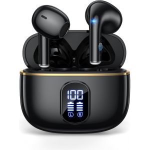 LORANKA-Ecouteurs Bluetooth sans Fil,&Eacute;couteurs Bluetooth 5.49 avec HiFi St&eacute;r&eacute;o Basses Casque,48H R&eacute;cr&eacute;ation,4 ENC R&eacute;duction de Bruit Mic,ecouteurs sans fil sport IP7 &Eacute;tanche,&Eacute;cran LED,pour Samsung/iO - Neuf