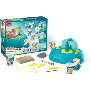 MEVRONISSHOP-Maped Creativ - Kit Terra Pottery - Tour de Potier, Cr&eacute;ation et D&eacute;coration de Poteries - Loisir Cr&eacute;atif &Eacute;volutif, Niveaux D&eacute;butant & Confirm&eacute; - Fabriqu&eacute; en France - D&egrave;s 8 Ans - Neuf