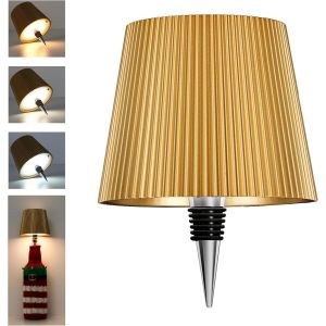 Kal-Lampe Bouteille Led Dorée, Rechargeable Usb-C, Sans Fil, Ip54, 3 Températures Réglables, Pour Bouteille En Verre, Table, Balcon, Terrasse, Camping, Fête - Neuf