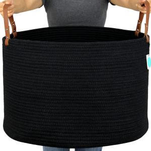 Panier de rangement extra large en corde de coton tissé pour organiser les serviettes, couvertures, paniers à linge pour salle de bain, panier à linge blanc pour chambre à coucher, panier - Neuf