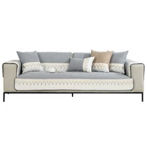 Housse De Coussin De Canap&eacute; Grise 90 X 210 Cm, Antid&eacute;rapante Et Protectrice Pour Meubles - Neuf