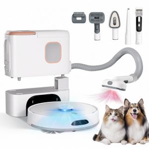 PSL20m Plus + Robot Vacuum Cleaner + Pet Care Deep Clean Pet Hair Laser Navigation with Powerful Vacuuming, 4-in-1 Vacuuming Wi-Fi + APP Connection, 10000pa 5000mAh, 180 Minutes of Battery Life - Neuf