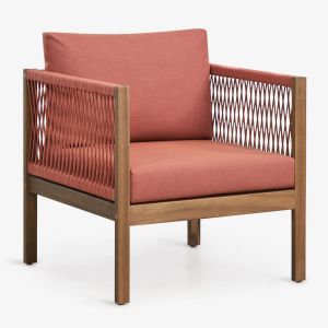 Fauteuil De Jardin Avec Accoudoirs En Bois D'acacia Branson Terracota Brun Acacia - Neuf