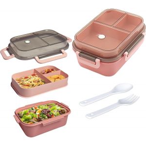 Echei Boite Repas Compartiment, Lunch Box Intégrées À 2 Couches, Bento Lunch Box Anti-Fuite Avec Couverts Pour Le Travail, L'École, Pique-Nique - Neuf