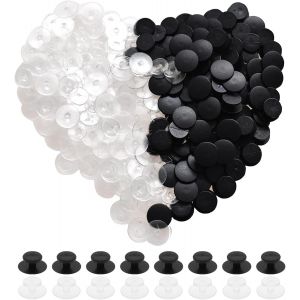 Kalanka-Lot De 200 Boutons En Plastique Avec Boucle - 2 Couleurs - Noir Et Transparent - Accessoires Pour Chaussures Et Bracelets - Neuf