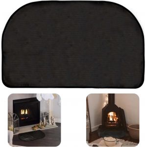Kalanka-Tapis De Cheminée, Tapis De Foyer 107x60cm Protection De Revêtement De Sol Demi-Rond Résistant Aux Flammes Tapis De Gril Résistant À La Chaleur Pour Poêle À Bois Intérieur Extérieur (Noir) - Neuf