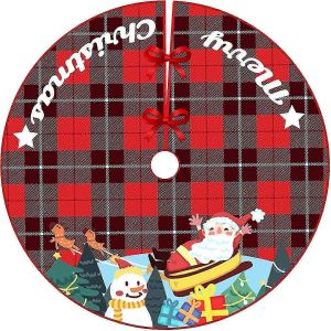 Jupe de sapin de No&euml;l &agrave; carreaux rouges 90 cm pour d&eacute;coration saisonni&egrave;re - Neuf