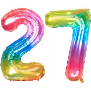 40 Pouces Foil Ballons Chiffre 27/72 Neon Rainbow (101Cm), Gonflable H&eacute;lium Ou Air, G&eacute;ant Num&eacute;ro 0-9, 10-29, 30-100, Grand Ballon Pour Mariage, D&eacute;coration De F&ecirc;te D'Anniversaire - Neuf