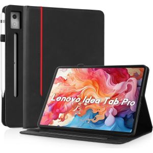 Coque Pour Lenovo Idea Tab Pro 12.7 Pouces 2025 Tb-373fu Tb-375fc-Étui Housse De Protection Cuir Pu Avec Fonction Support/Portefeuille Coque Tablette (Noir) - Neuf