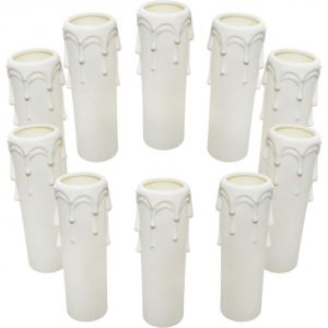 10 Pcs Bougie Drip Sleeves 30 mm x 100 mm Blanc Plastique Bougie Couvre Tubes Pour Lustre Appliques Murales - Neuf
