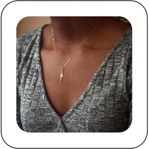 Kal-Collier Tour De Cou Boho Tonnerre Collier Ras De Cou Éclair En Argent Collier Pendentif Tonnerre Vintage Collier Éclair Minimaliste Thunderbolt Bijoux Pour Femmes Et Filles - Neuf