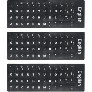 ERYI-Lot De 3 Autocollants Universels De Rechange Pour Clavier Anglais, Pour Ordinateur Portable, Clavier, Ordinateur De Bureau, Ordinateur Portable, Alphabet, Noir - Neuf