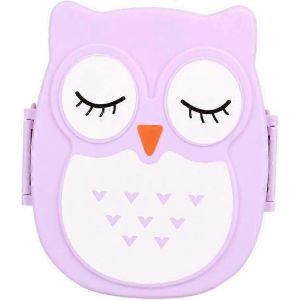 Boîte à lunch pour enfants Cartoon Owls Portable Bento Lunch Box Récipient de pique-1050 ml Violet - Neuf