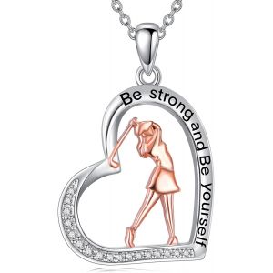 Mouvement Collier Argent Sterling 925 Cristal Bleu Pendentif Gymnastique Forme De Coeur Bijoux Cadeaux Pour Fille Femmes - Neuf