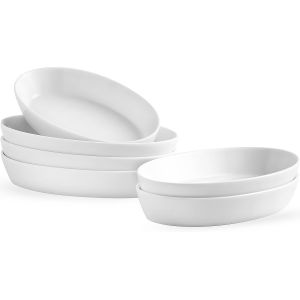 Jexnovashop-Plat &Agrave; Four De Cuisson Porcelaine, Lot De 6 Petit Plat &Agrave; Four Blanc, Plats &Agrave; Gratin Id&eacute;al Pour 1 Personnes, Plat &Agrave; Four Pour Lasagne Tiramisu, 340 Ml, 19x11,4x3,5 Cm - Allant Au Four Et A - Neuf