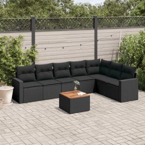 Prolenta Premium - Salon De Jardin 8 Pcs Avec Coussins Noir R&eacute;sine Tress&eacute;e - Neuf