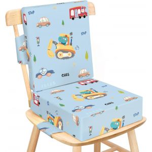 Rehausseur Chaise Enfant Avec Dossier Et Sangles De S&eacute;curit&eacute; R&eacute;glables En 3 Points, Portable Lavable Antid&eacute;rapant Coussin Rehausseur De Chaise Bebe Enfant - Dinosaure - Neuf