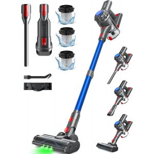VornixorSarlshopAspirateur Balai sans Fil, 50Mins/40KPA/450W Aspirateur sans Fil, Aspirateur Balai avec LED Verte, Aspirateur avec Brosse &agrave; Plancher Am&eacute;lior&eacute;e, pour Tapis, Sols Durs, Poils d'animaux, - Neuf