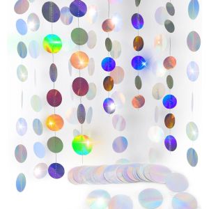 Kyaoayo-4 Pièces 4 Mètres Guirlande En Papier Paillettes, Petite Rond Décoration De Fête Bannière, Guirlande En Papier Paillettes, Pour La Décoration De Fête De Mariage D'anniversaire - Neuf
