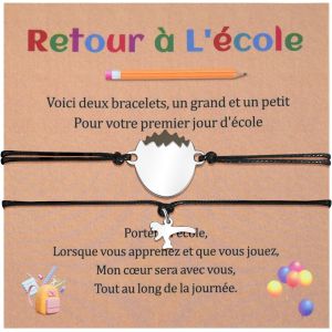 Kal-Bracelet Rentrée Scolaire Cadeau De Rentrée Des Classes 2 Bracelet Dinosaure Et ?uf Assortis Bracelet Premier Jour Ecole Pour Garçons Mère Fils Bracelet Cadeau Rentrée Maman Et Moi Bijoux - Neuf