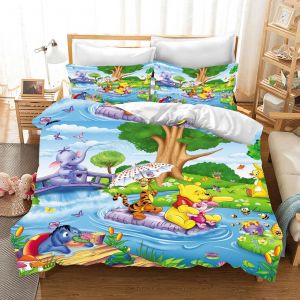 Parure De Lit Winnie L'ourson Et Tigrou, Housse De Couette De Luxe, King Size, En Coton, Imprime Dessin Anime 3d, Pour Enfants - Neuf