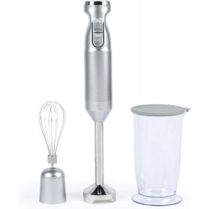 Aspen Mixeur Plongeant 1000W, Mixeur Alimentaire 2-En-1, Blender À Tige D'Immersion En Acier Inoxydable, Fouet Et Hachoir, Tige En Acier Inoxydable, Vitesse Ajustable, Contient 1 Bol De 700Ml - Neuf