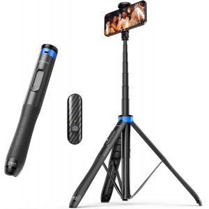 165cm Perche Selfie, Perche À Selfie Avec Télécommande Bluetooth Amovible, Trepied Smartphone Extensible Pour Iphone Et Android, Enregistrement Vidéo, Blogage, Streaming En Direct, Noir - Neuf