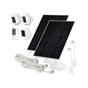 2 panneaux solaires pour cam&eacute;ra Ring avec support r&eacute;glable et charge USB-C - Neuf