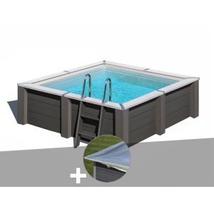Kit piscine composite Gr&eacute; Avant-Garde carr&eacute;e 3,15 x 3,15 x 0,96 m + B&acirc;che hiver - Neuf