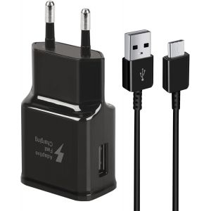 ELVORIX-Chargeur USB, Adaptateur Rapide avec c&acirc;ble de Charge USB Type C 1,5 m pour Samsung Galaxy S21 S21FE S21+ S20FE S20 S20 Ultra S10 S10e S9 S8 A13 A14 A34 A52 A53/Note 8/9 Noir - Neuf