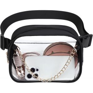 KALANKA-Sac banane transparent pour femme, approuvé par les stades, sac banane imperméable en PVC transparent, Noir - Neuf