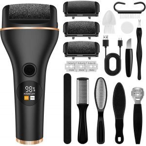 Electric Foot Grinder,Adjustable Speed Electric Foot Sander With 3 Replacement Rollers Foot Sander Waterproof Anti-Callus And Hard Skin For Rechargeable,Black - Neuf