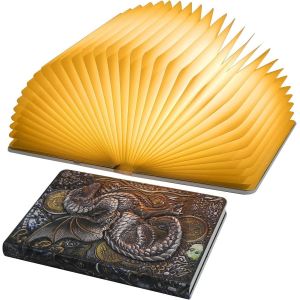 Lampe Livre Led Pliante,Veilleuse Led,Faux Livre pour D&eacute;corer le Bureau, Cadeau Unique pour les Amateurs de Livres (Lampe Dragon en Relief) - Neuf