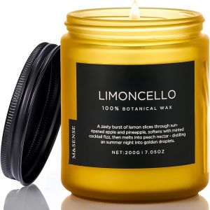 SANSH-Bougie Parfumées au Limoncello Énergisant, bougie 200g 50h de combustion, 2 mèches cadeau femme - arôme citronné frais pour maison, bougies décoratives relaxantes - Neuf