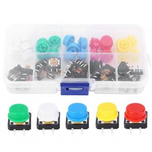 50Pcs Interrupteur à bouton-poussoir tactile de haute qualité 5 couleurs rond Tact Cap Set 50mA 12VDC - Neuf
