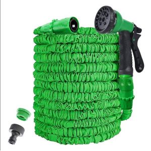 Tuyau d'arrosage extensible de 15 m avec embout 7 fonctions, 3 tuyaux magiques extensibles de 15 m (15 m, vert) - Neuf