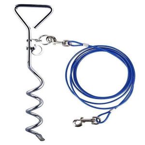 Ancrage D'arrimage Bran Pflock 5 M En Acier Inoxydable Avec Laisse De 5 M - Durable, Rotatif, Facile À Installer Pour Chiens - Options Bleu/Rouge - Neuf