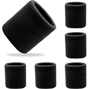 Lot De 6 Bandeaux Anti-Transpiration Pour Poignets,Bracelet De Sport En Coton,Absorbant Et Respirant,Prot&egrave;ge Poignet,Bandeaux Absorbants De Poignet,Bandeau Poignet Musculation Pour Fitness - Neuf