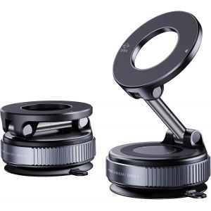 KAL-Support Magn&eacute;tique Pour T&eacute;l&eacute;phone Portable, &Agrave; Ventouse Pour Tableau De Bord, Pare-Brise, Voiture, Maison, Voyage, Support Universel &Agrave; 360&deg;, Pliable Et Compact (Noir) - Neuf