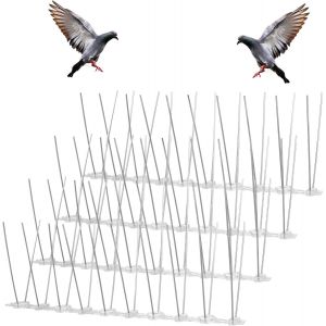 Pic Anti Pigeon Inoxydable,25cm x 4 Pièces Pique Anti Pigeon pour Balcon,Respectueux des Animaux Pic Anti Oiseaux,Anti-Escalade Enceintes pour Moineaux Hirondelles Corneilles Chat - Neuf