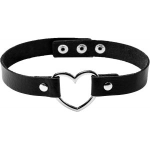 Trahoo-Pu Cuir Choker Dames Collier Gothique Femmes Coeur Choker Punk Col Homme Réglable - Neuf