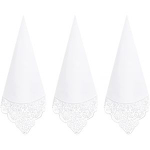 KALANKA-Mouchoirs en Tissu - Grands Femme Mouchoir Tissu en 100% 60S Coton Peigné Dentelle Brodée Motif Fleur Doux Blanc pour Mariage, Lot de 3/6 Pièces, 43x43cm - Neuf