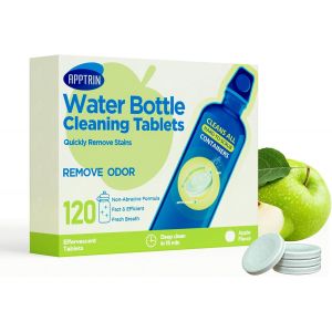 comprimés nettoyants pour bouteilles d'eau,comprimés nettoyants pour tous les contenants en plastique et en verre,emballés individuellement (Pomme verte (120 boîtes)) - Neuf